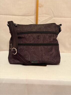 Sakroots Dark Brown Floral Pattern Crossbody Bag